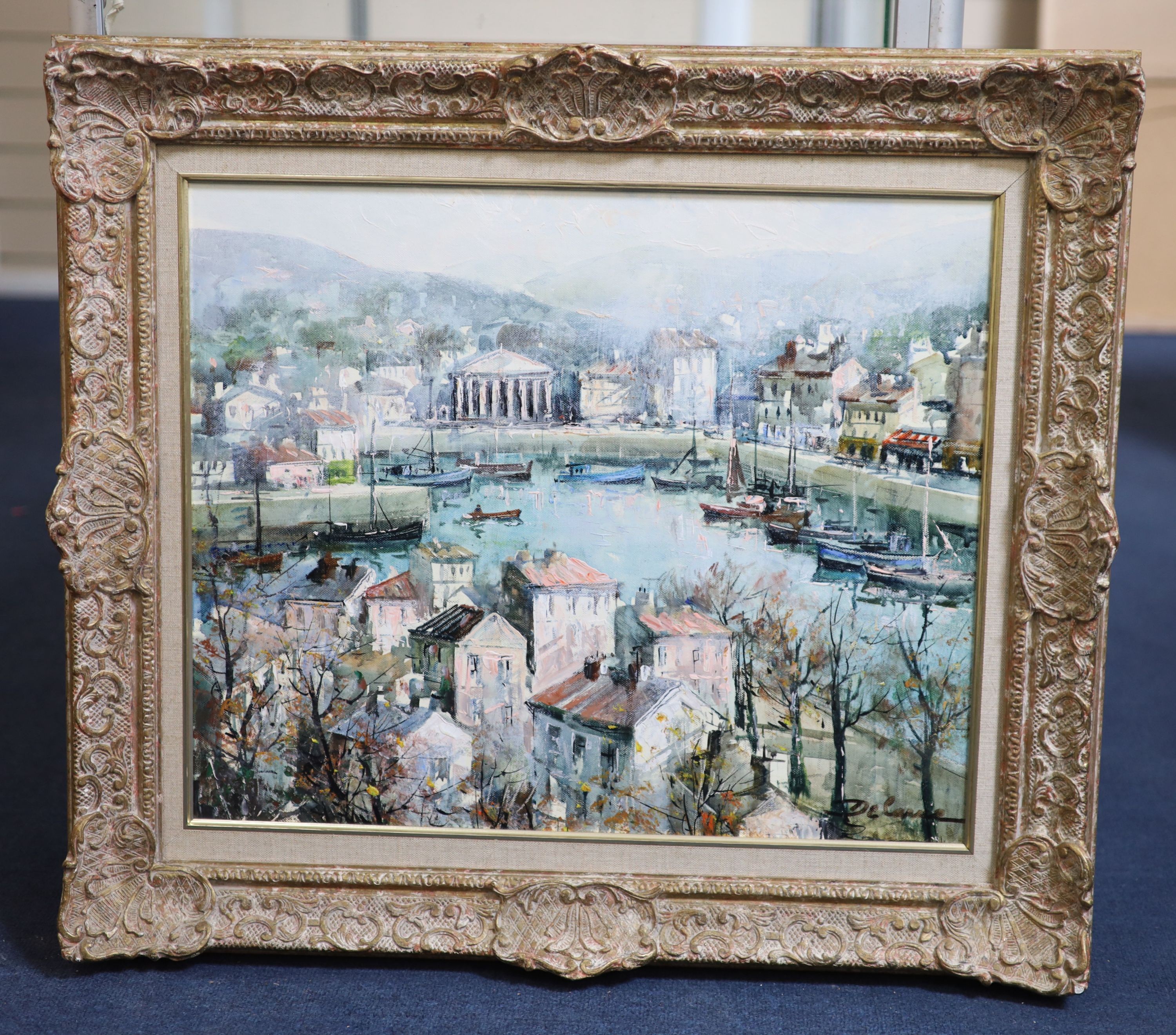 Lucien Delarue (French, 1925-2011), Port de Nice, Oil on canvas, 46 x 55cm.
